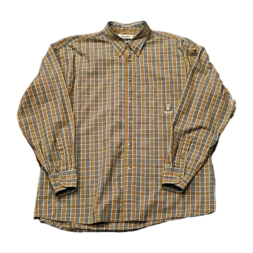 Wrangler Riata Men's Dress Shirt, Size XL, Brown Plaid, Long Sleeve Western